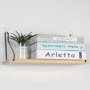 Floating Shelves Decorative Shelves Wooden Wall Mounted Shelf for Bedroom Living Room Kitchen and Office (Natural,15.8 in)