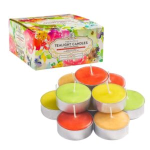 spring candles for home scented tea lights candles – spring candle set of 64 – gardenia, freesia, white lily, jasmine – 3-4 hour extended burn time – spring candles for home, holiday, wedding & party