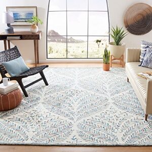 safavieh capri collection 3′ square ivory/blue cpr208a handmade premium wool area rug