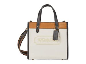 coach color-block leather coach badge field tote 22 b4/chalk multi one size