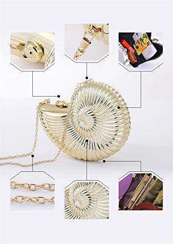 Aimeely Women Creative Conch Shell Prom Party Clutch Purse Acrylic Chain Strap Shoulder Bags Sliver