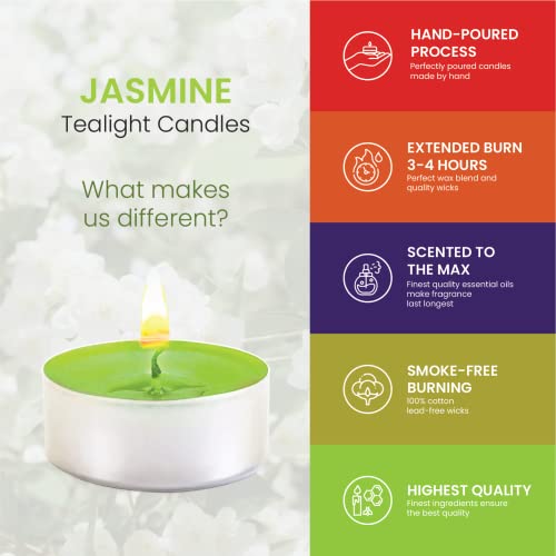 Jasmine Candle Scented Candles Tea Lights Candles - Jasmine Candle - 30 Pack - Jasmine Candle Tea Lights with 3-4 Hour Burn Time Tea Candles - Jasmine Scented Candle for Home, Holiday and Wedding