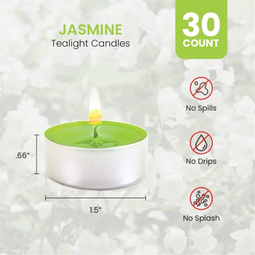 Jasmine Candle Scented Candles Tea Lights Candles - Jasmine Candle - 30 Pack - Jasmine Candle Tea Lights with 3-4 Hour Burn Time Tea Candles - Jasmine Scented Candle for Home, Holiday and Wedding