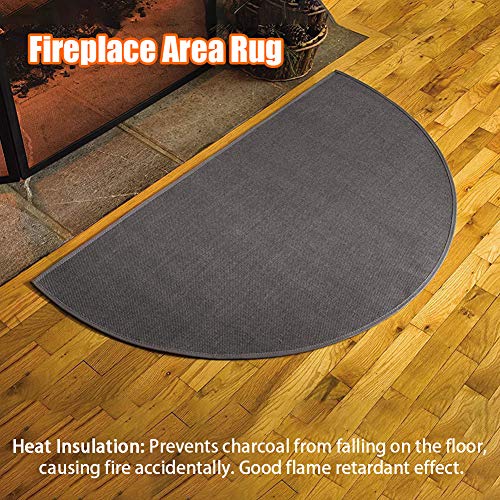 Fireplace Fire Retardant Area Rug, Fiberglass Half Round Non Slip Hearth Mat Carpet Fire Retardant Protect Floor from Sparks Embers