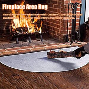 Fireplace Fire Retardant Area Rug, Fiberglass Half Round Non Slip Hearth Mat Carpet Fire Retardant Protect Floor from Sparks Embers