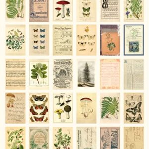 REAL PEAZ Forest Plants Wall Collage Kit, Aesthetic Room Decor Pictures, Cottagecore Indie Room Decor, Bedroom Posters For Teen Girls Boys, Dorm Trendy Wall Art (Vintage Forest Plants)