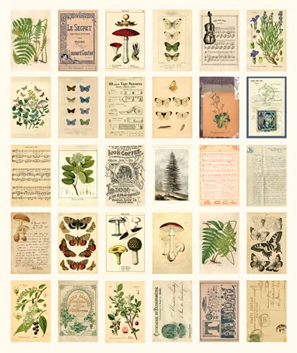 REAL PEAZ Forest Plants Wall Collage Kit, Aesthetic Room Decor Pictures, Cottagecore Indie Room Decor, Bedroom Posters For Teen Girls Boys, Dorm Trendy Wall Art (Vintage Forest Plants)