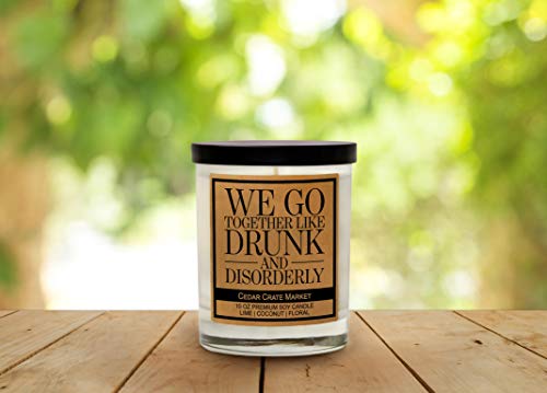 We Go Together Like Drunk and Disorderly - Funny Candles for Women, Bestie Gifts for Women, Friendship Candle Gifts for Women, Men, Best Friends, Funny Birthday Gifts for Friends, Sister, Coworker