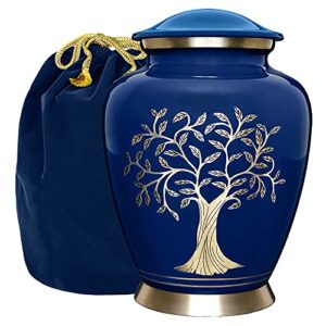 trupoint memorials cremation urns for human ashes – decorative urns, urns for human ashes female & male, urns for ashes adult female, funeral urns – blue, large