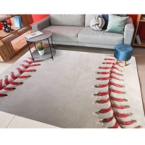 alaza lovely sport ball baseball non slip area rug 5′ x 7′ for living dinning room bedroom kitchen hallway office modern home decorative
