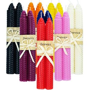 la bellefÉe 16 pcs beeswax candles natural honeycomb candles, handmade beeswax taper candles, non scented candles for home & church, romantic candlelit dinner, 9 inch each