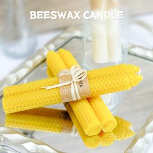 LA BELLEFÉE 16 Pcs Beeswax Candles Natural Honeycomb Candles, Handmade Beeswax Taper Candles, Non Scented Candles for Home & Church, Romantic Candlelit Dinner, 9 Inch Each