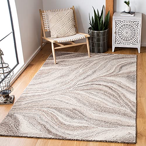 Safavieh Metro Collection 8' x 10' Ivory / Brown MET505T Handmade Modern Abstract Premium Wool Area Rug