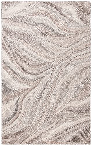 Safavieh Metro Collection 8' x 10' Ivory / Brown MET505T Handmade Modern Abstract Premium Wool Area Rug