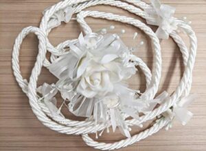 beautiful pure all white intertwine embellishment accent rope migajon lazo wedding lasso traditional lazos de boda tradicional bridal gift box union