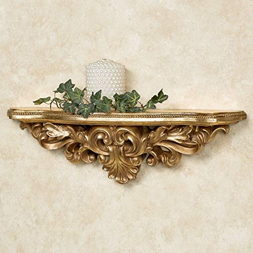 Touch of Class Elisa Beveled Edge Decorative Wall Shelf Baroque Gold 19 Inches Wide