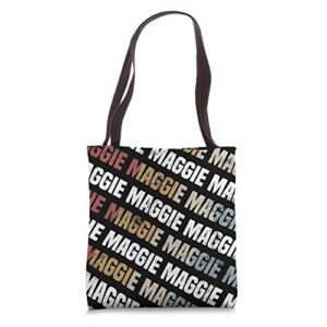 vintage first name pattern retro forename gift for maggie tote bag