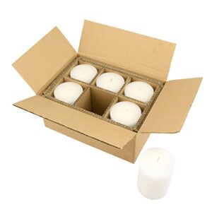 Stonebriar Tall 3 x 4 Inch 50 Hour Long Burning Unscented Wax Flat Top Pillar Candles, White, 6 Pack