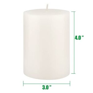 Stonebriar Tall 3 x 4 Inch 50 Hour Long Burning Unscented Wax Flat Top Pillar Candles, White, 6 Pack