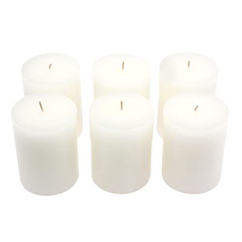 Stonebriar Tall 3 x 4 Inch 50 Hour Long Burning Unscented Wax Flat Top Pillar Candles, White, 6 Pack