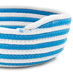 Round Woven Storage Baskets, Blue and White Stripes (3 Sizes, 3 Pack)