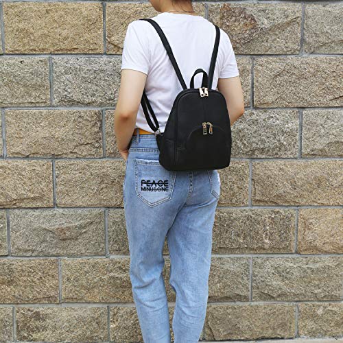 KKXIU Casual Mini Backpack Small Daypacks Purse Synthetic Leather for Girls and Women (black 1)