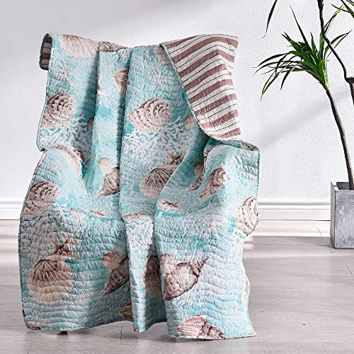 Barefoot Bungalow Ocean Throw Blanket, 50 x 60-inch, Turquoise