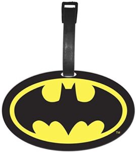 silver buffalo dc comics batman symbol luggage tag and suitcase label, 4 x 4 inches