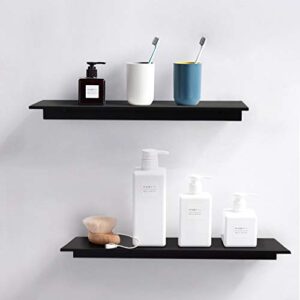 TLBTEK 2 Pcs 16inch Black Floating Shelves,Rustic Farmhouse Floating Shelves Wall Mounted Storage for Bathroom, Bedroom, Living Room, Kitchen