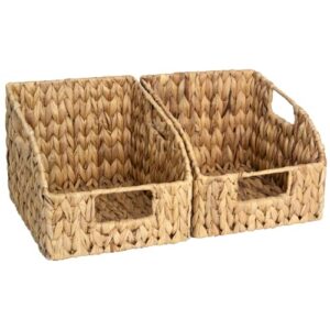 storageworks water hyacinth wicker baskets with built-in handles, hand woven baskets for organizing, 2-pack