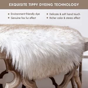 Phantoscope Faux Fur Rug, Fluffy Soft Faux Fox Fur Area Rugs for Bedroom Livingroom Kids Room Decor,Shaggy Fur Rugs Anti-Skid, White Brown, 2 x 6 Feet