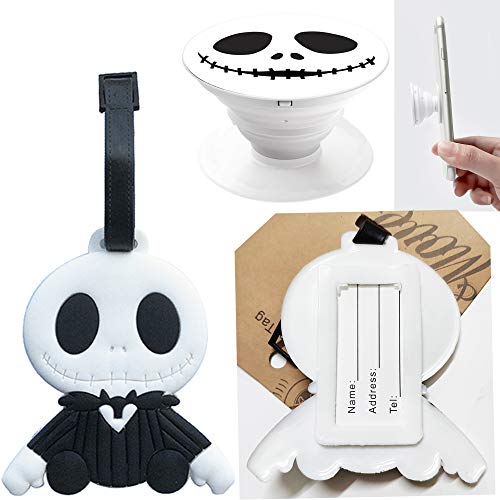 WASDLIFE GLEO Nightmare Jack Skellington Drawstring Bag, Stickers, Lanyard, Black,