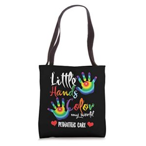 pediatric pediatrician nurse little hands color my world tote bag