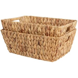 storageworks water hyacinth storage baskets, large wicker baskets with built-in handles, 2 pack
