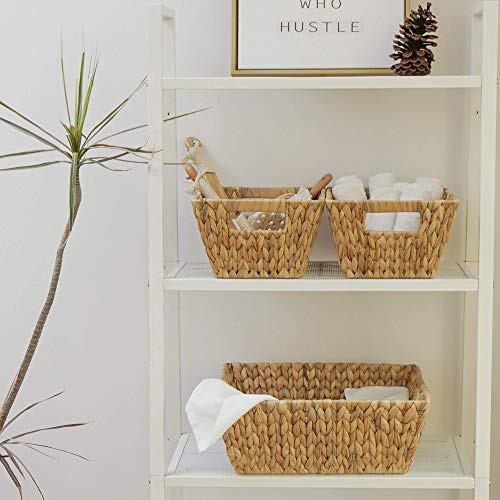 StorageWorks Water Hyacinth Storage Baskets, Large Wicker Baskets with Built-in Handles, 2 Pack