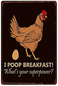 i poop breakfast!chicken crossing farm fresh eggs metal tin sign 8x12inch home kitchen bar pub farm wall decor