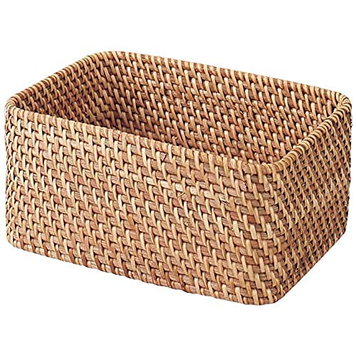 Muji Stackable Rattan Rectangular Basket with Lid, 26 cm Width x 18 cm Depth x 12 cm Height