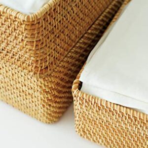 Muji Stackable Rattan Rectangular Basket with Lid, 26 cm Width x 18 cm Depth x 12 cm Height