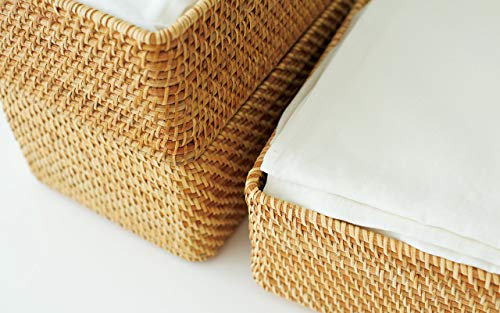 Muji Stackable Rattan Rectangular Basket with Lid, 26 cm Width x 18 cm Depth x 12 cm Height