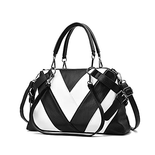 YAQUNICER Women Large-capacity Soft Synthetic PU Leather Portable Shoulder Top-Handle Handbags Tote Hobo Clutches-Black