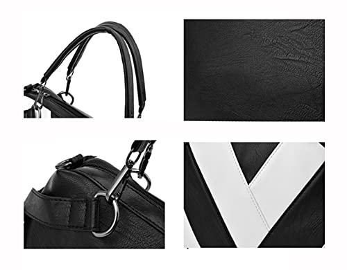 YAQUNICER Women Large-capacity Soft Synthetic PU Leather Portable Shoulder Top-Handle Handbags Tote Hobo Clutches-Black