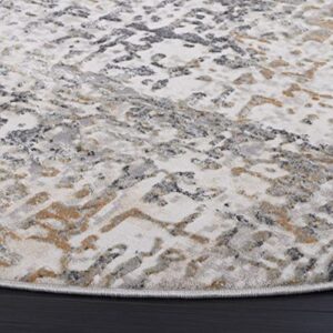 SAFAVIEH Vogue Collection 9' Round Beige/Grey VGE117A Modern Abstract Area Rug