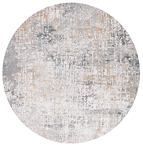 SAFAVIEH Vogue Collection 9' Round Beige/Grey VGE117A Modern Abstract Area Rug