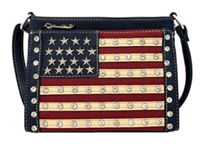 montana west american pride collection crossbody organizer purse usa stars stripes navy