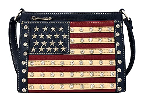 Montana West American Pride Collection Crossbody Organizer Purse USA Stars Stripes Navy