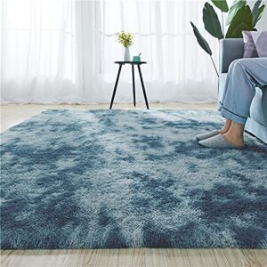 super soft kids room nursery rug 6×9 area rug for bedroom decor living room kitchen non-slip plush fluffy comfy babys care crawling carpet blue