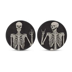 snilety skull design 2pcs car coasters for drinks cup coaster rubber car cup pad mat car accessories for car living room kitchen office to protect car and furniture