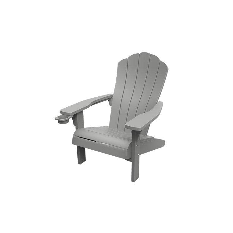 Keter Outdoor Patio Garden Deck Furniture Resin Adirondack Chair with Built-in Cup Holder (Grey)