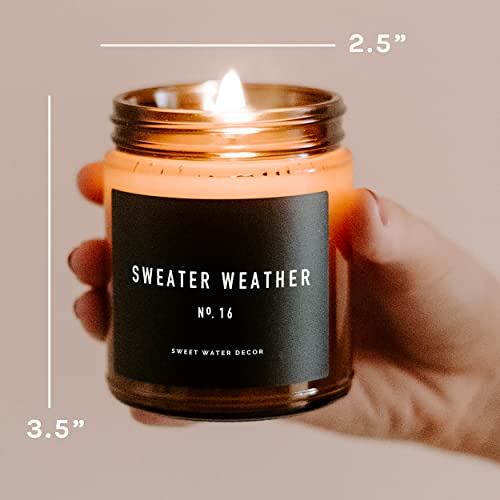 Sweet Water Decor Warm and Cozy Candle | Pine, Orange, Cinnamon, and Fir Winter Scented Soy Candles for Home | 9oz Amber Jar, 40 Hour Burn Time, Made in the USA