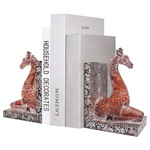 Giraffe Decorative Bookend,Giraffe Statues Bookshelves Decor, Antique Style Book Ends, Supports for Shelves and Desk,Kids Room, Home Office or Desk,a Great Gift for Kids and Adults.